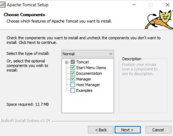 مراحل ابتدایی نصب وب سرور Apache Tomcat از شما میخواهد موارد مد نظر خود را علامت گذاری نمایید